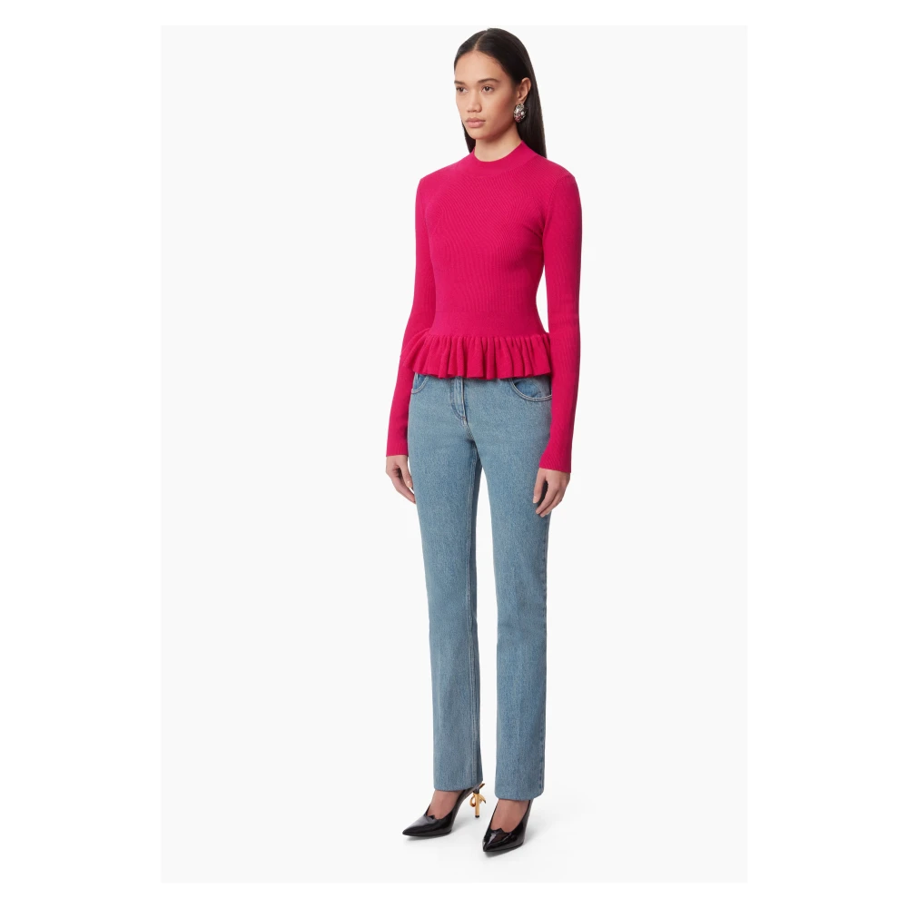 Nina Ricci Ruffle Peplum Sweater in Roze Pink Dames