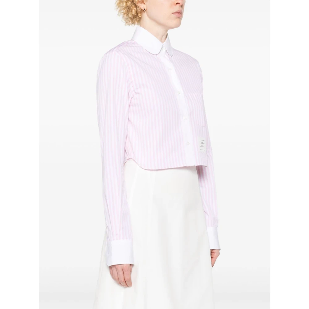 Thom Browne Roze Universiteit Streep Logo Shirt Pink Dames