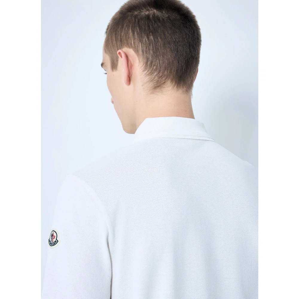Moncler Katoenen Piquet Half-Zip Polo Shirt White Heren