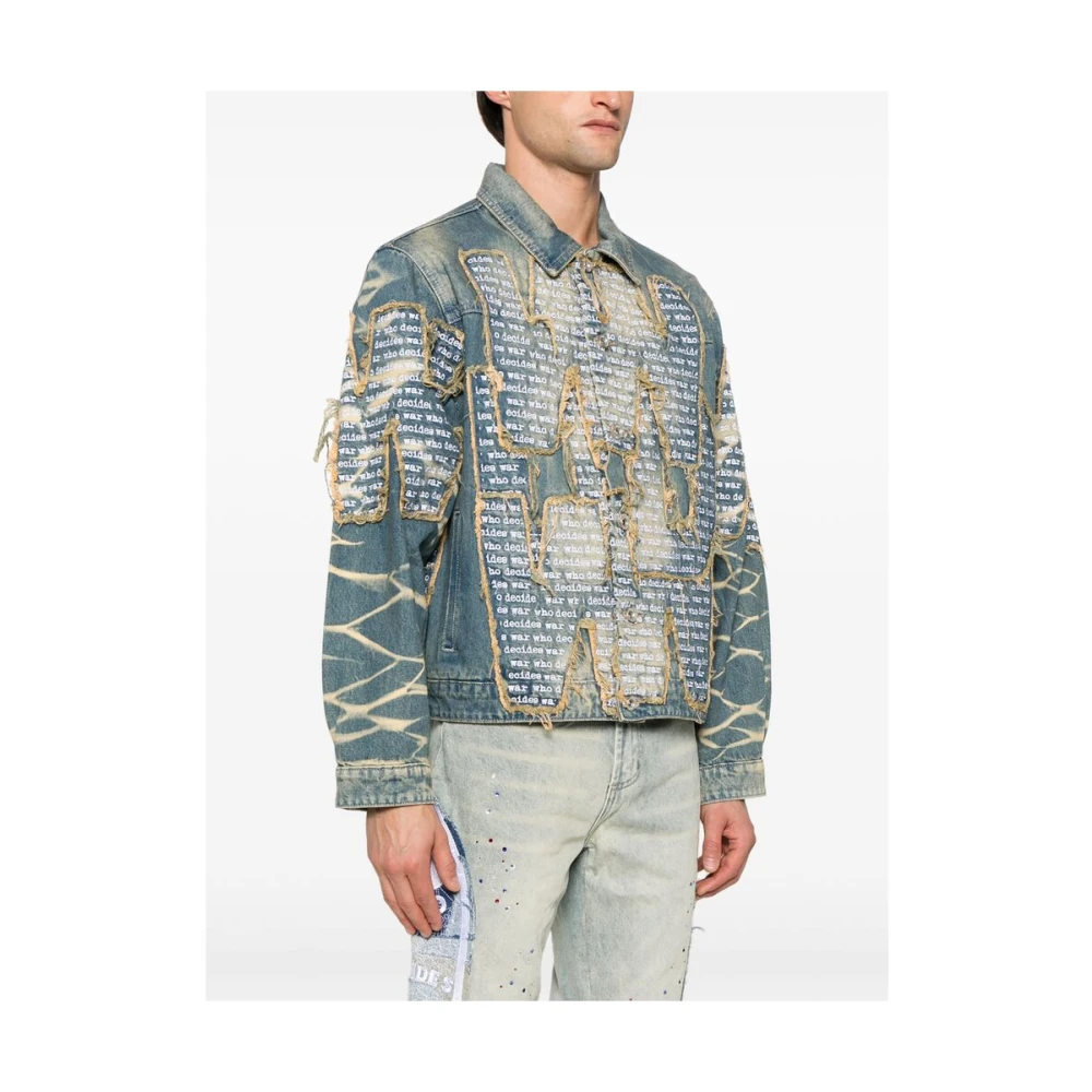 Who Decides War Blauwe Denim Patchwork Jas Blue Heren