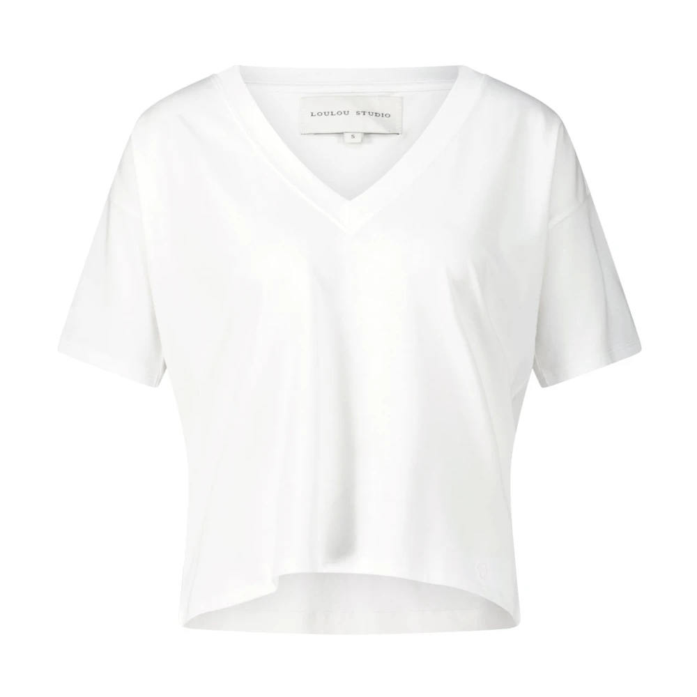 Loulou Studio Klassiek V-hals T-shirt White Dames