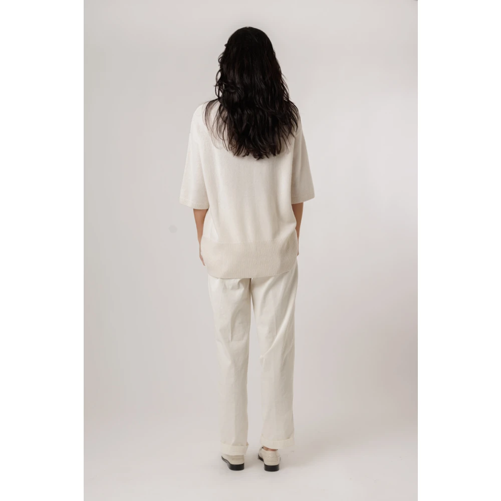 Lisa Yang Oversized Crème Trui met Ronde Hals Beige Dames