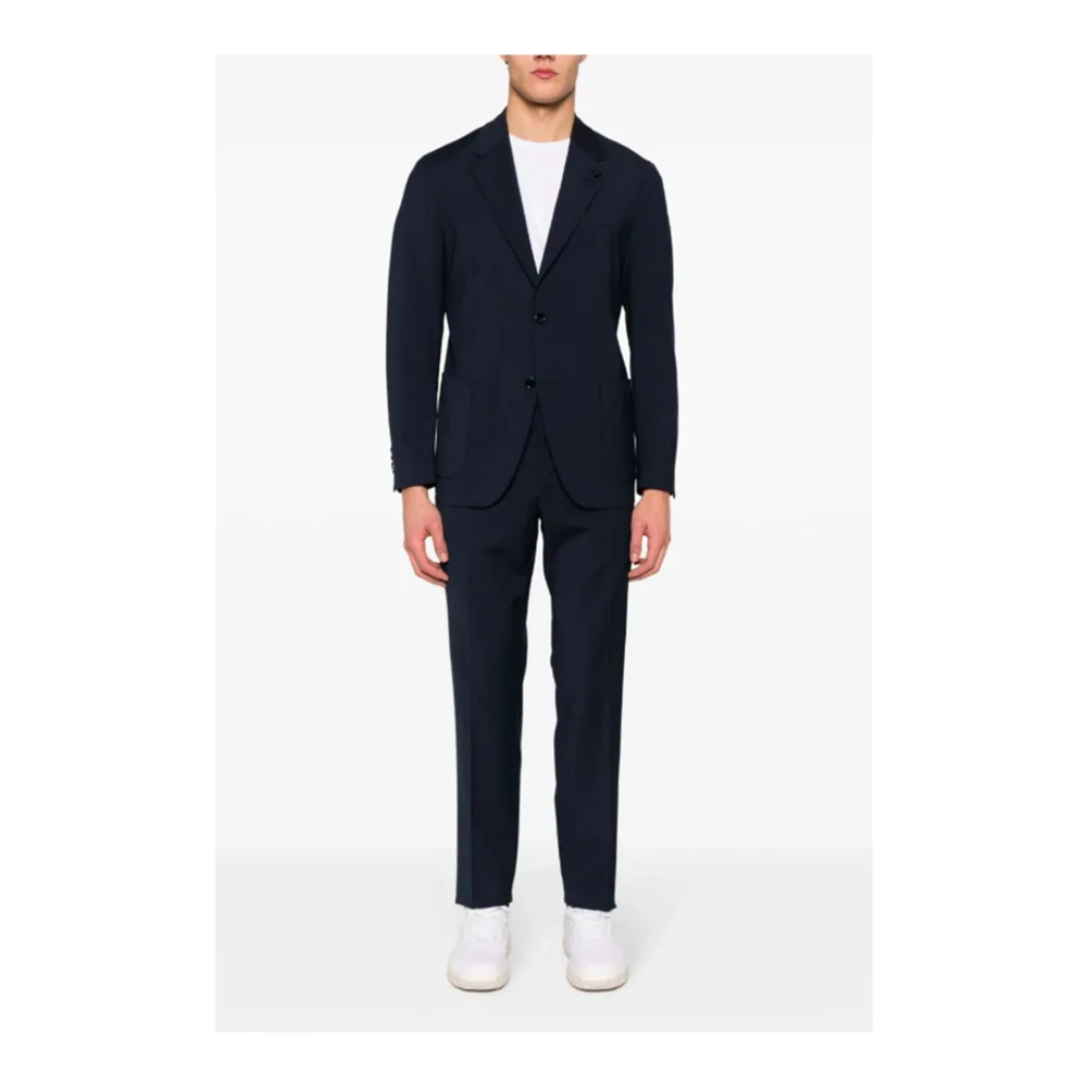 Lardini Blauwe Jurk met Logo Applicatie Klassieke Stijl Blue Heren