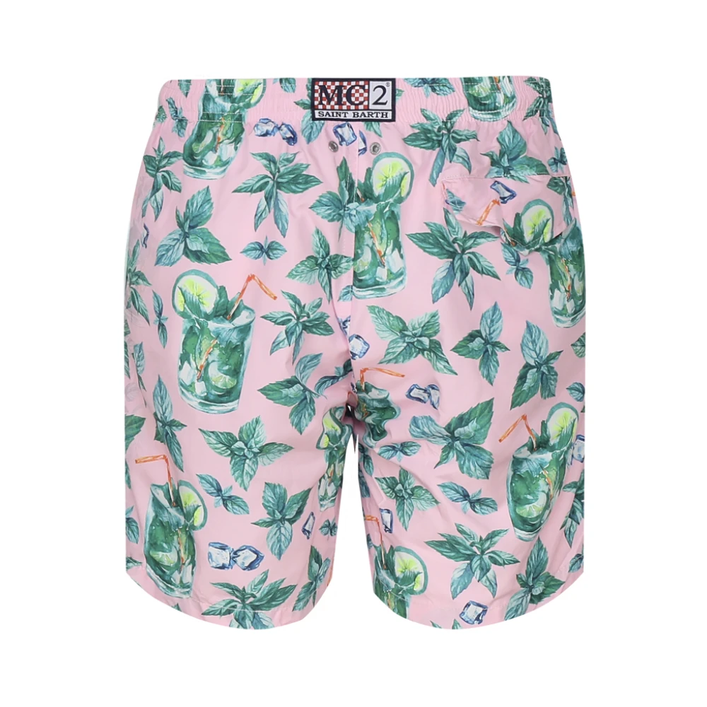 MC2 Saint Barth Mojito Print Roze Nylon Strandkleding Multicolor Heren