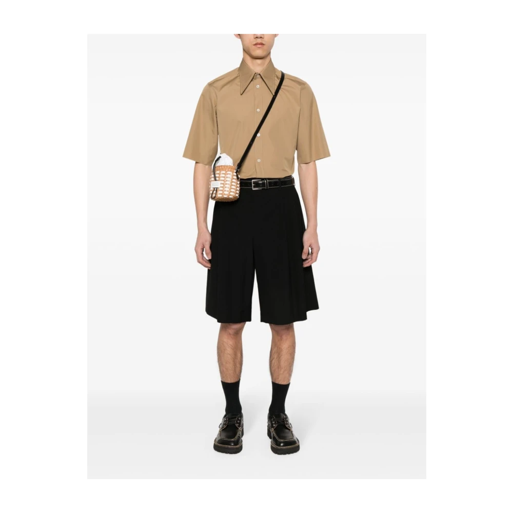 Maison Margiela Poplin Overhemd met Puntkraag Ruwe Zoom Brown Heren