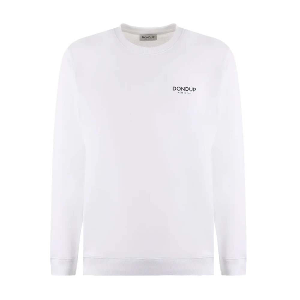 Dondup Witte Crewneck Sweater met Logo Print White Heren