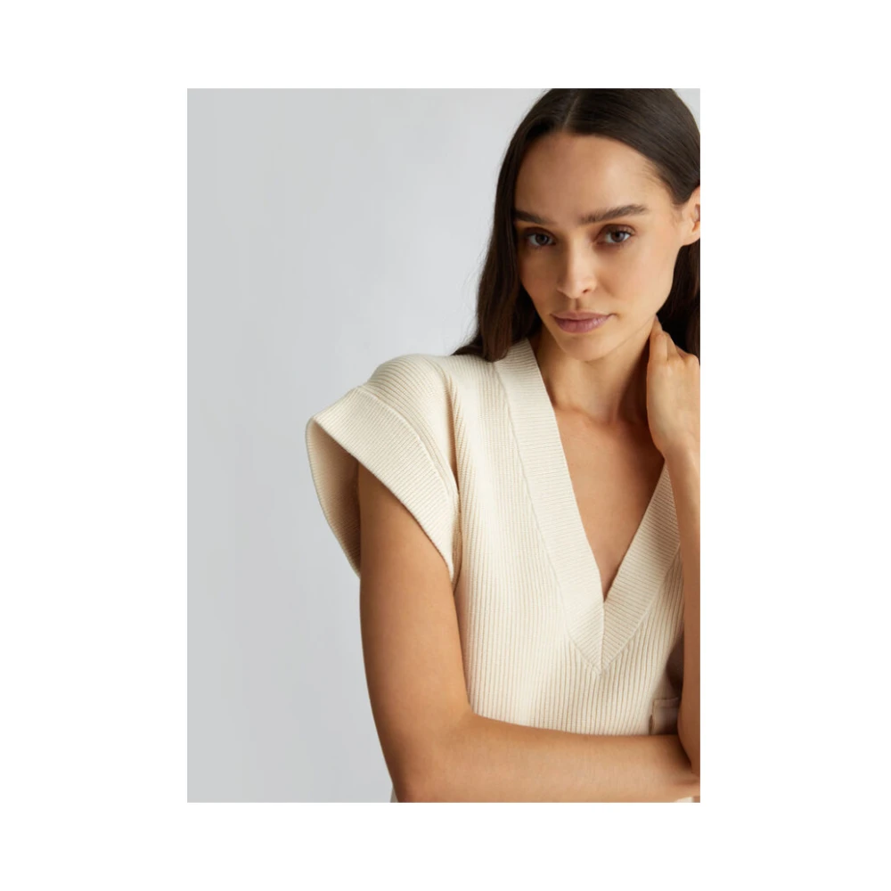 Liu Jo Gebreid vest met zak Beige Dames