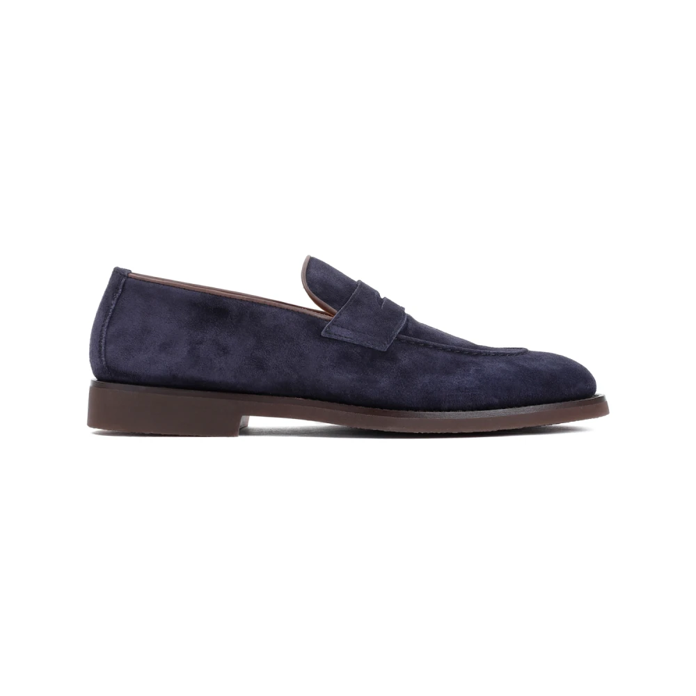 Brunello Cucinelli Blå Mocka Loafer Skor Blue, Herr