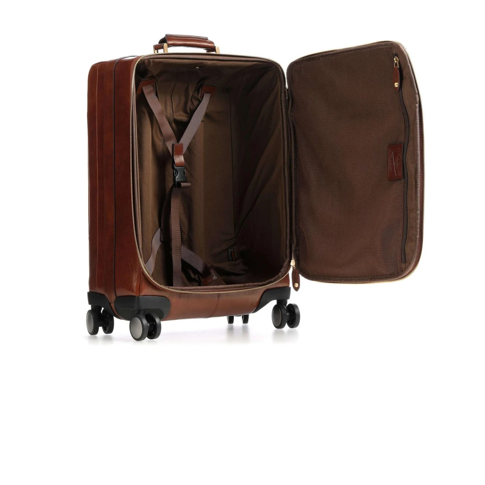 The Bridge Bruin Leren Koffer Spinner Trolley Brown Unisex