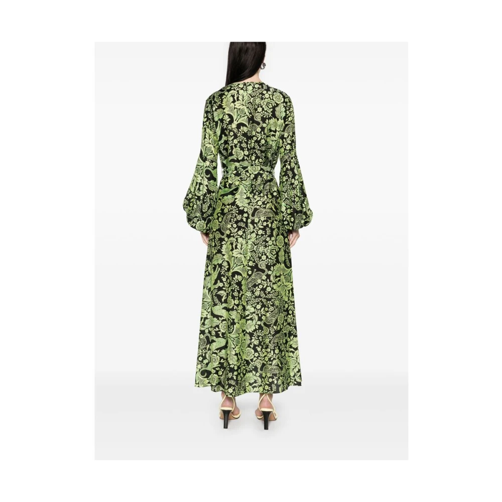 Diane Von Furstenberg Bloemen Luipaardprint Groene Jurk Multicolor Dames