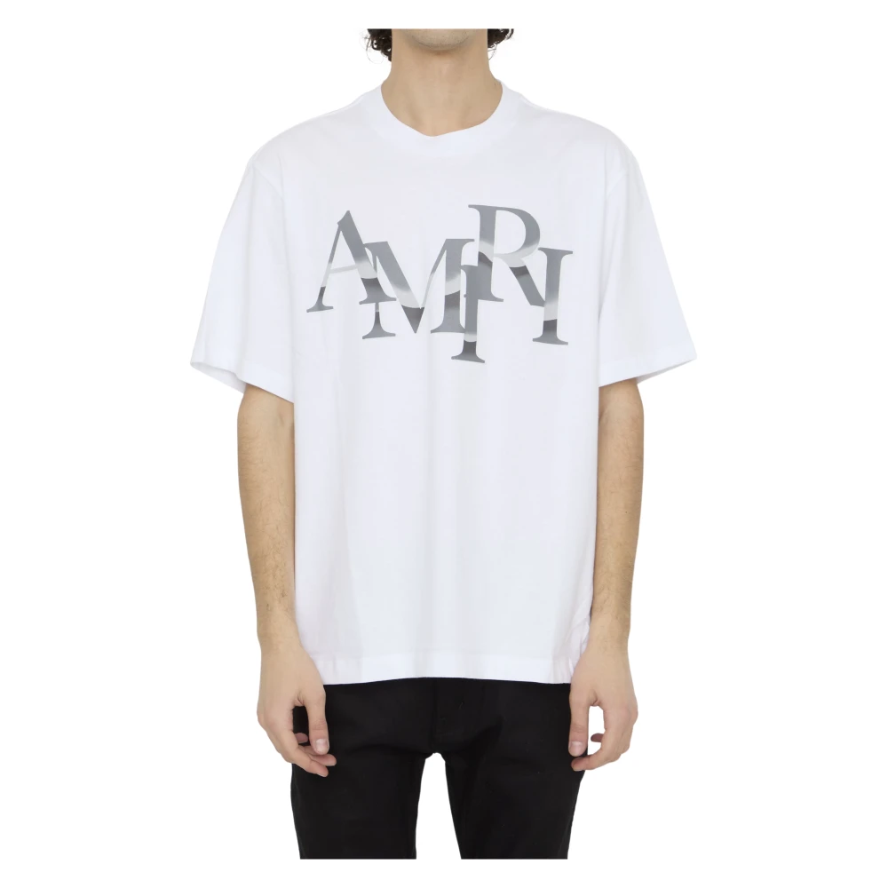 Amiri Wit Staggered Chrome T-Shirt White Heren