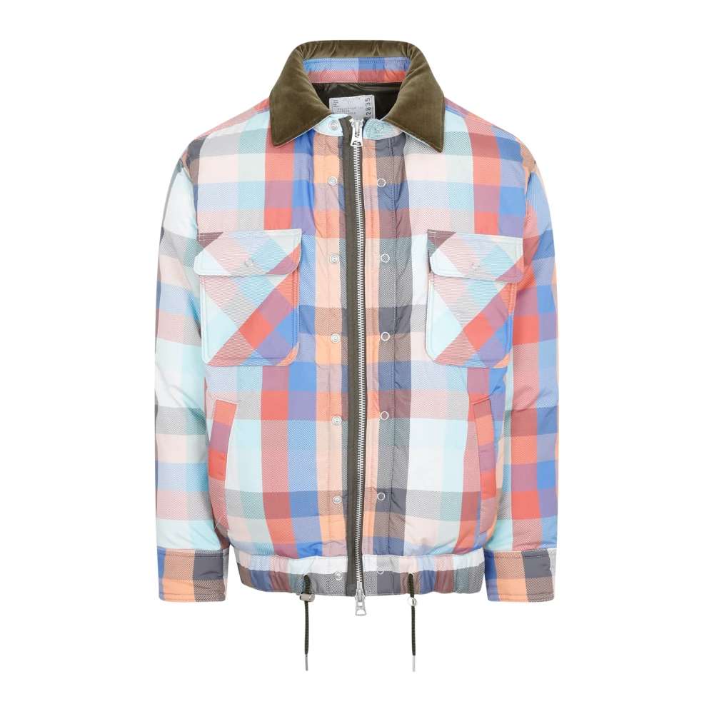 Sacai Multicolor Geruite Gewatteerde Blouson Jas Multicolor Heren