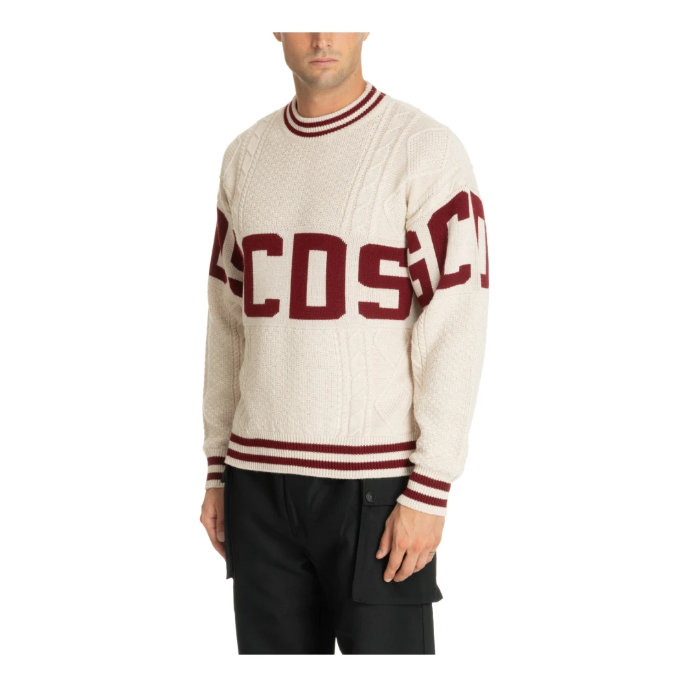 Gcds Multikleur Logo Sweater Beige Heren