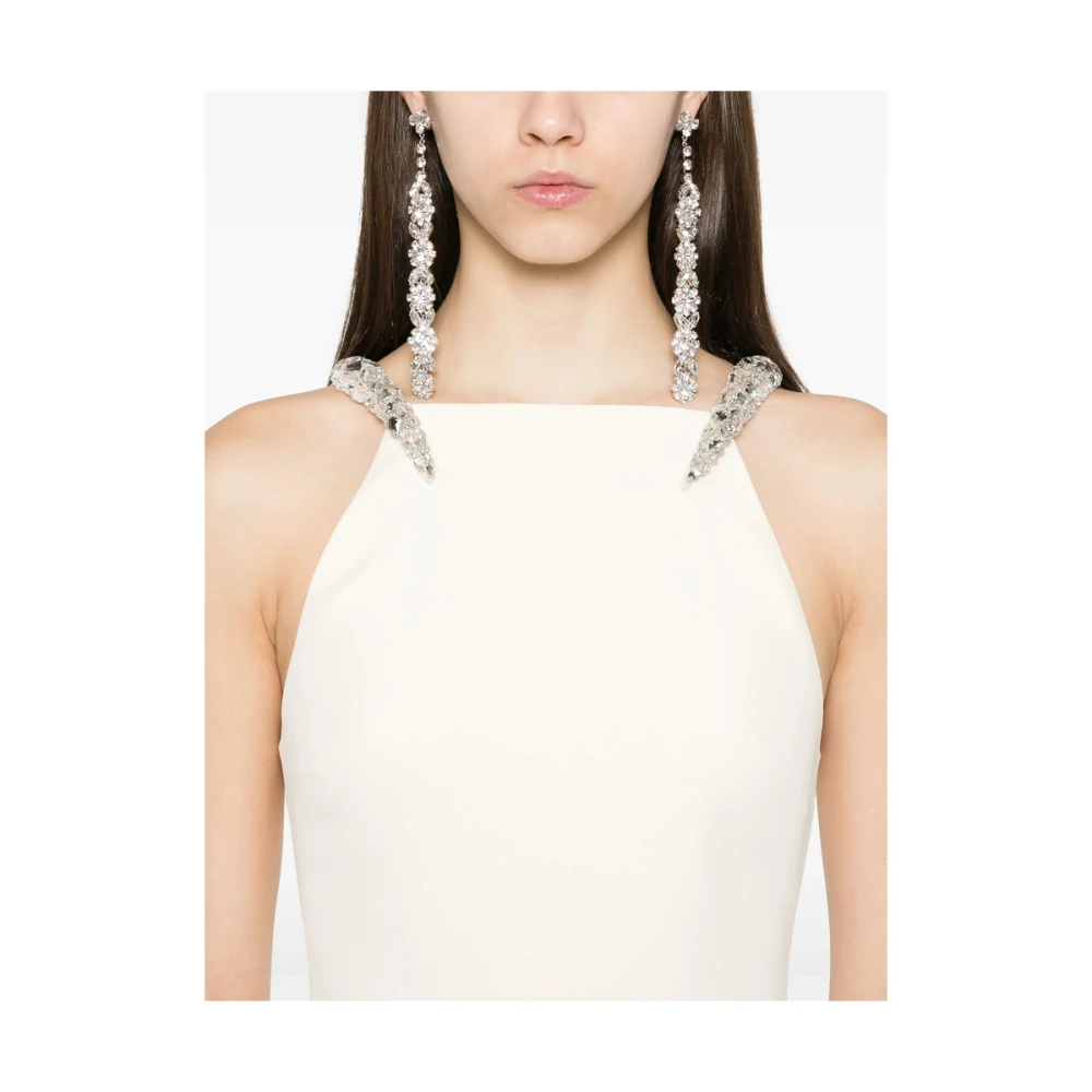 David Koma Vierkante halsmouwloze jurk amandel beige Dames