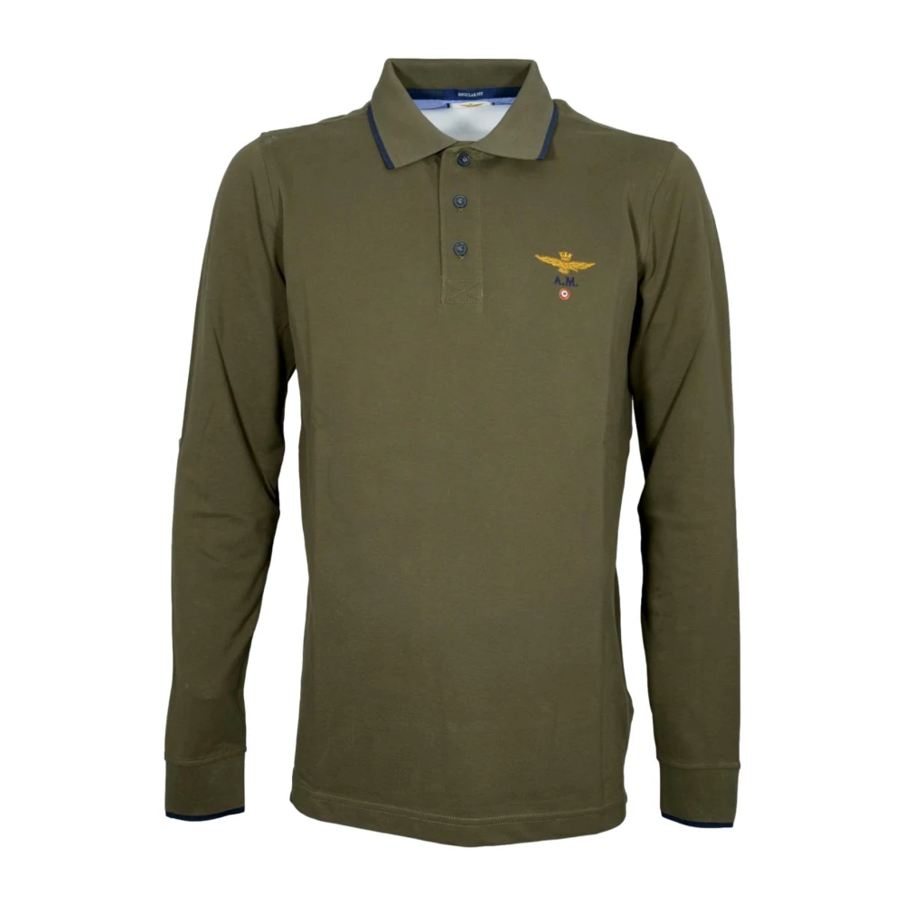 Aeronautica Militare Men's Green Po1653up00082 Long Sleeve Polo - Polo Shirts - 2XL - Tops