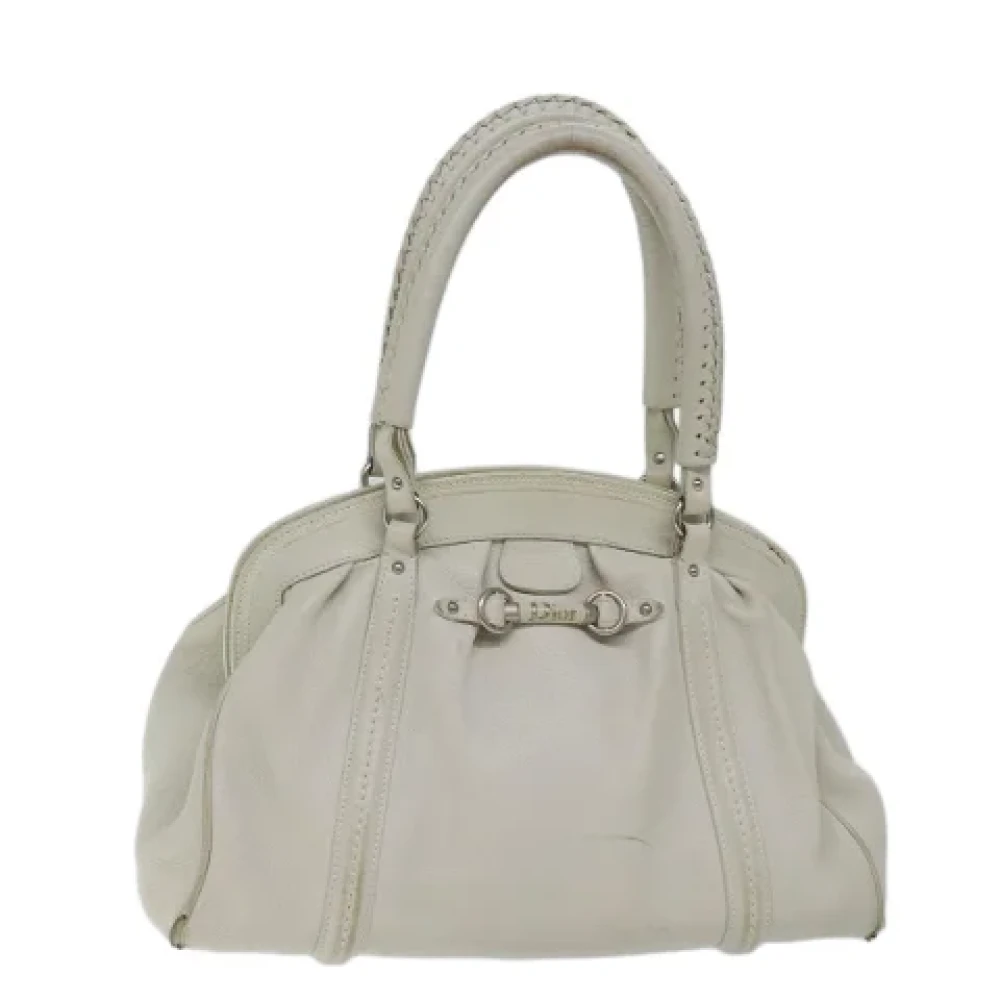Dior Vintage Pre-owned Leather handbags White Dames