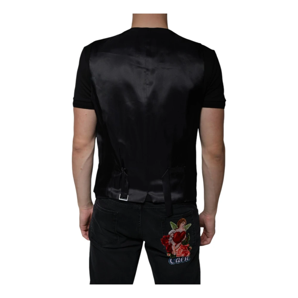 Dolce & Gabbana Zwarte Wollen Blend Vestjurk Black Heren