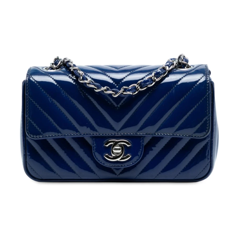 Chanel Vintage Women's Blue Pre-Owned Chevron Flap Bag