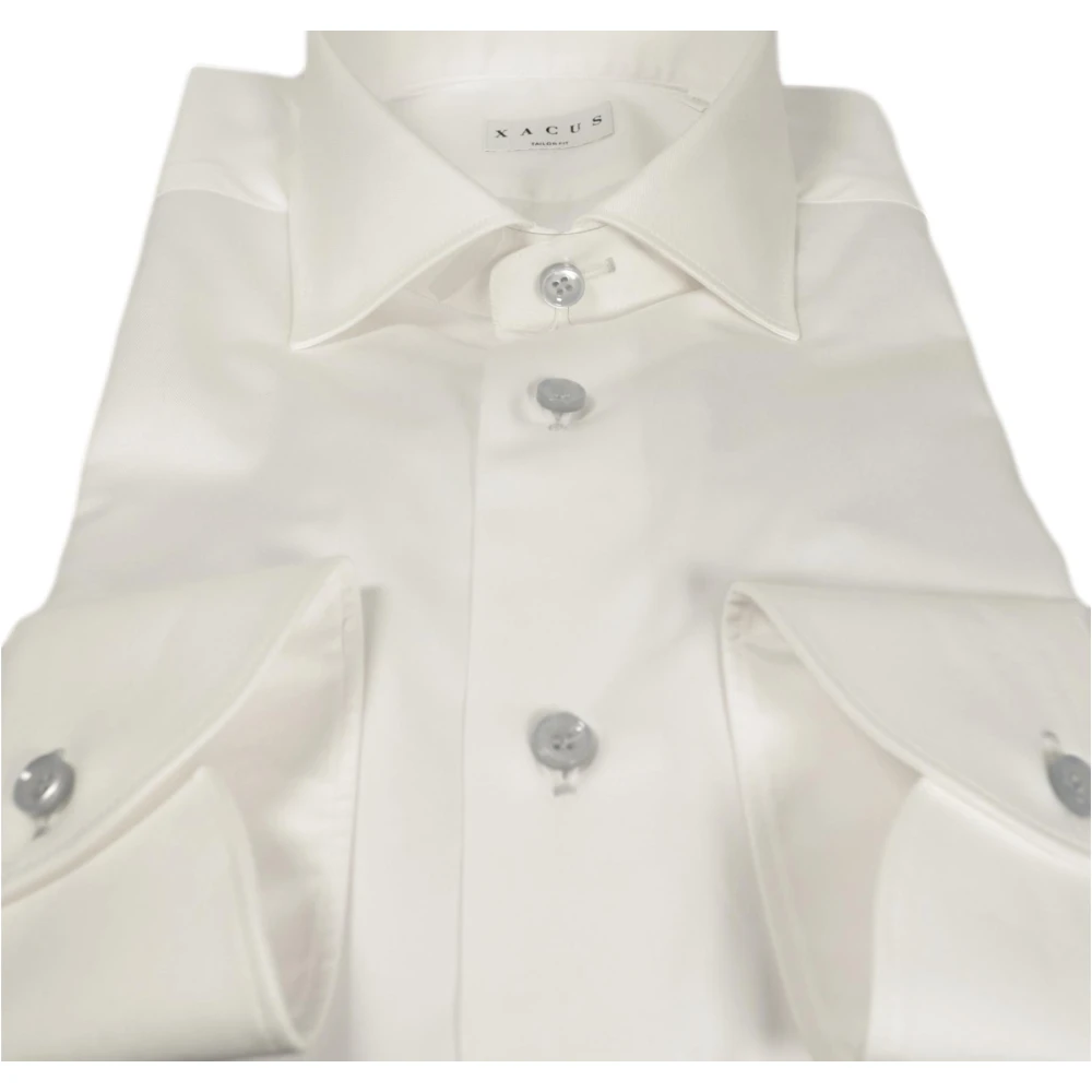 Xacus Slim Fit Wit Overhemd Poplin Katoen White Heren