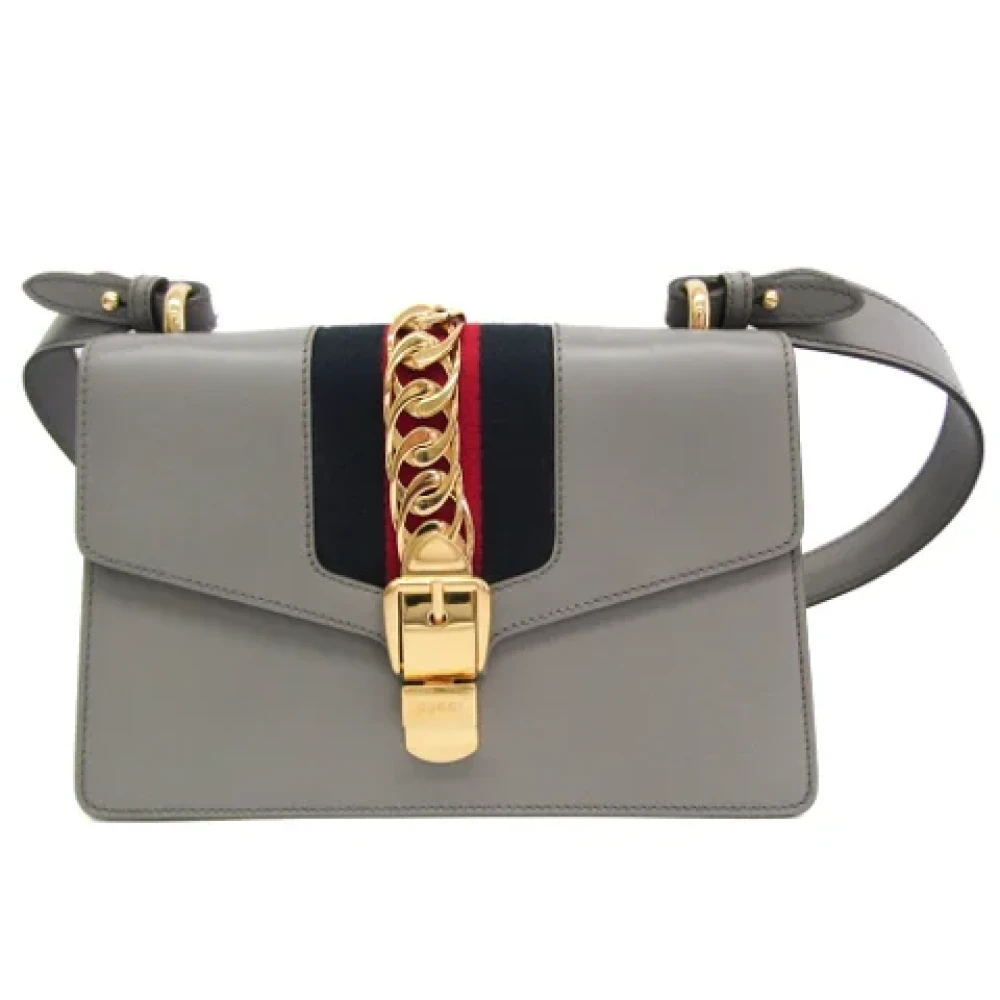 Gucci Vintage Pre-owned Leather gucci-bags Gray Dames