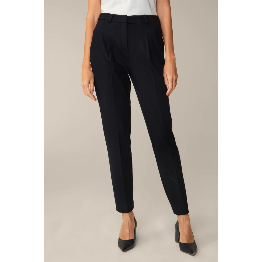 Windsor Marineblauwe Wollen Jersey Plooi Broek Blue Dames