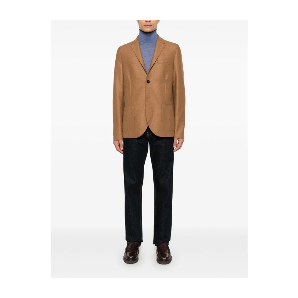 Harris Wharf London Bruine Wol Knoopjas Beige Heren