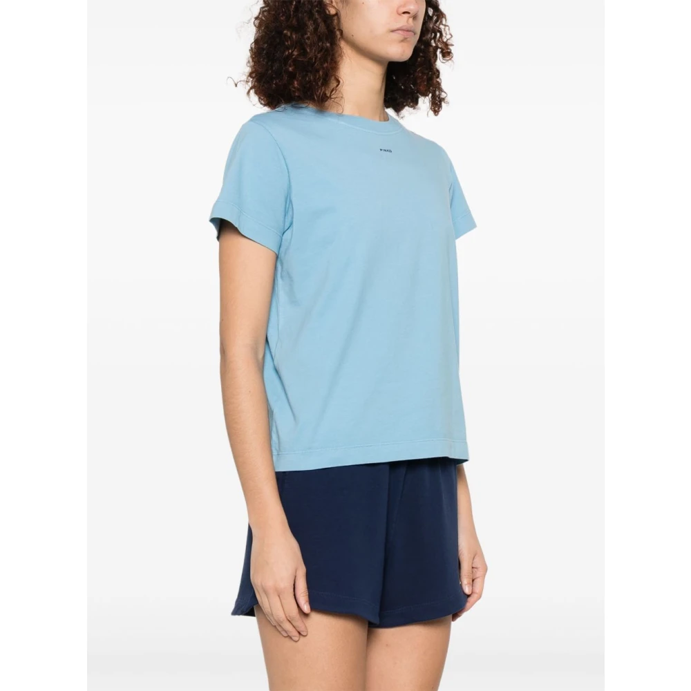 pinko Lichtblauwe Crew Neck T-shirts Blue Dames