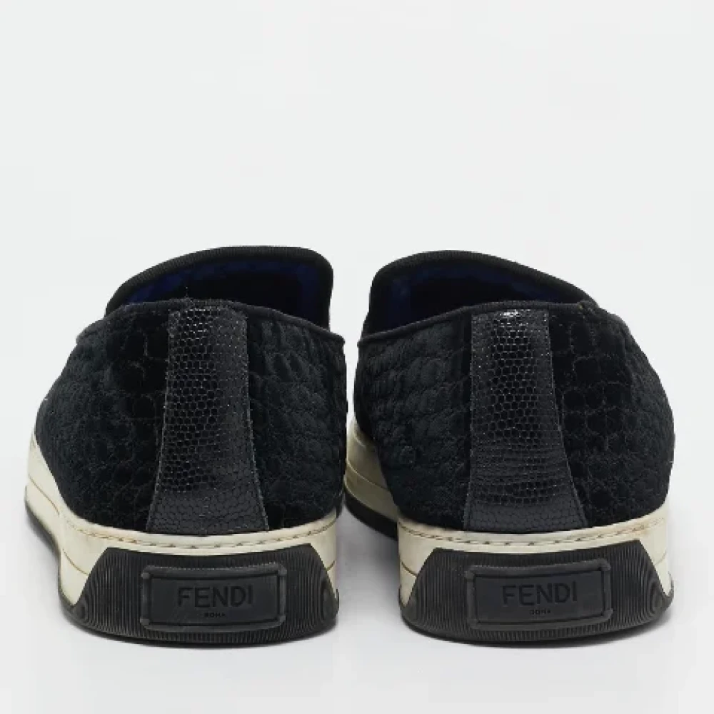 Fendi Vintage Pre-owned Velvet sneakers Black Heren