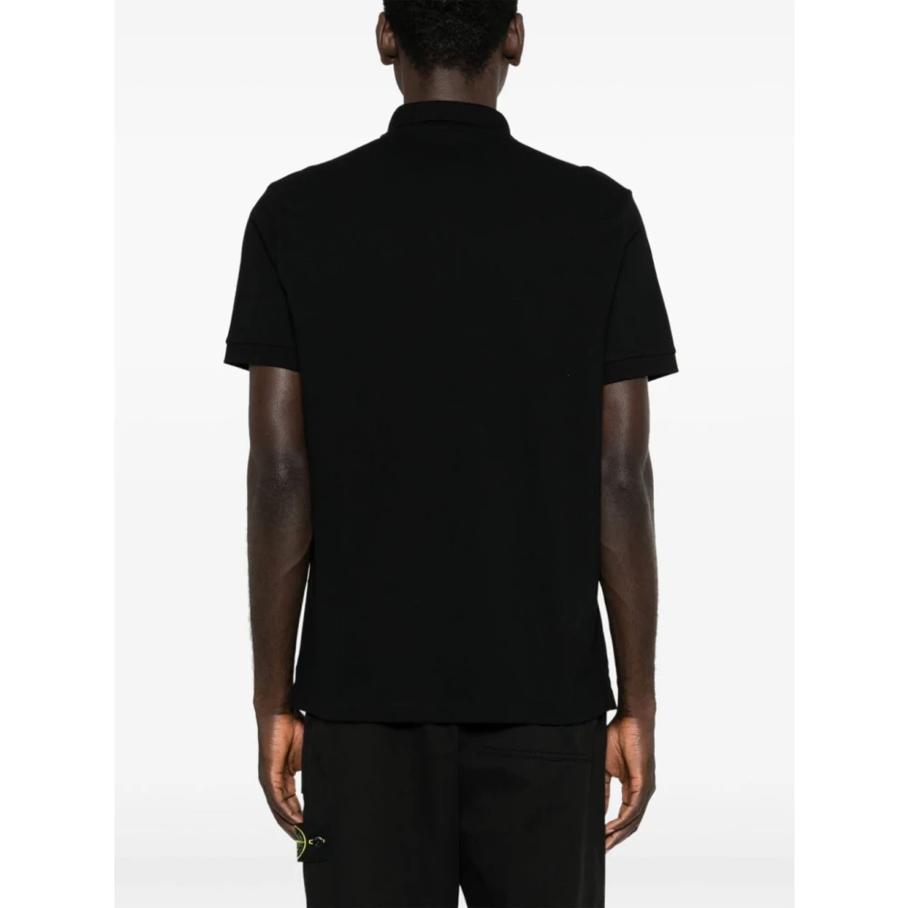 Stone Island Zwarte Polo Shirt met Kompas Logo Black Heren