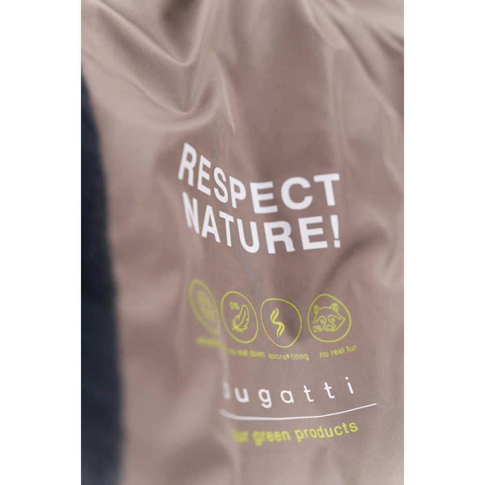 Bugatti Changierenden Steppjacke met Kunstbont kraag Blue Dames