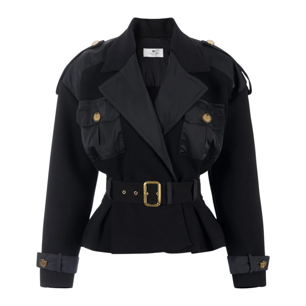 Elisabetta Franchi Stijlvolle Jas voor Vrouwen Black Dames