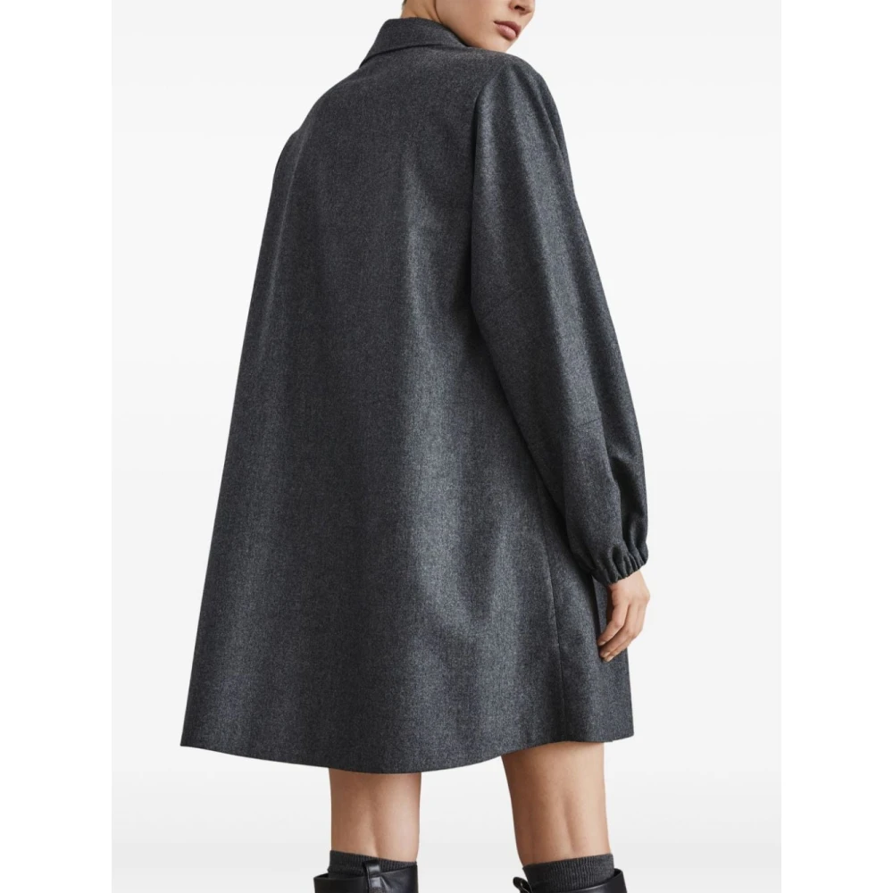 BRUNELLO CUCINELLI Grijze Flanellen Overhemdjurk Gray Dames