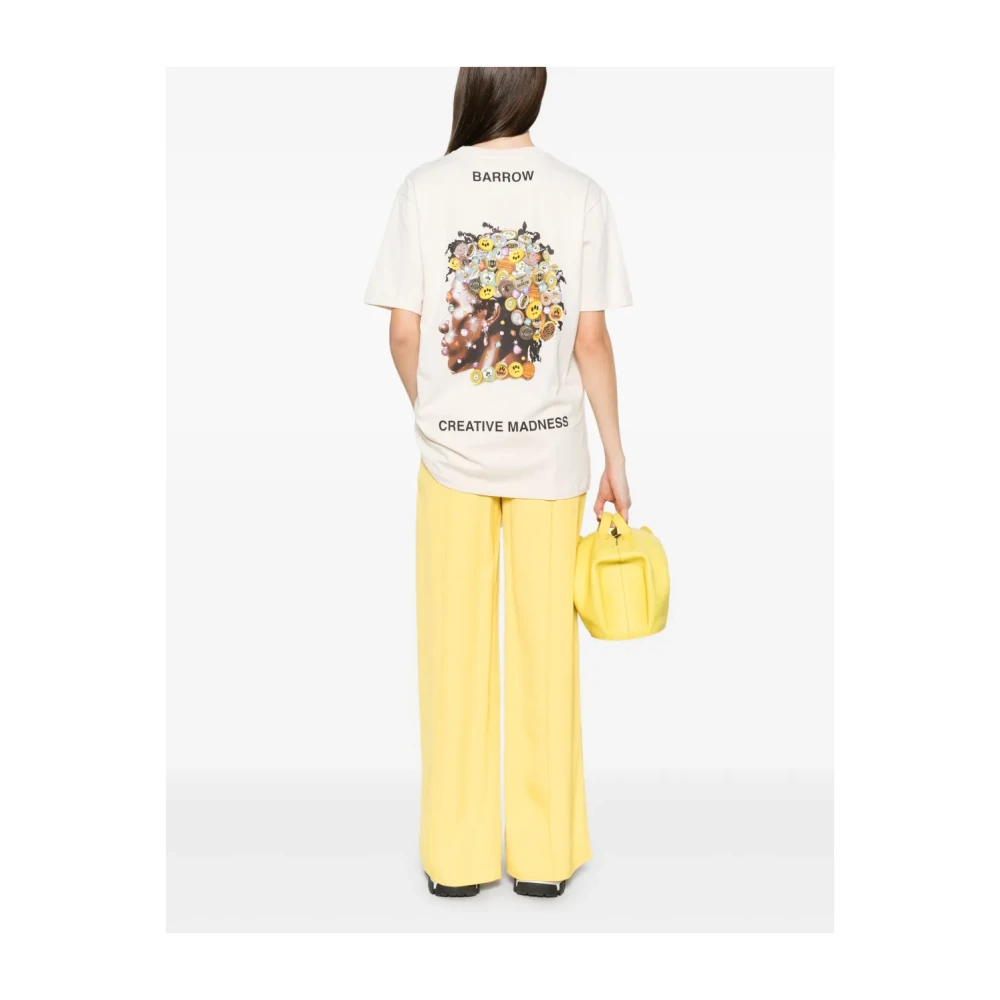 Barrow T-shirt met ronde hals en logo-print Pink Heren