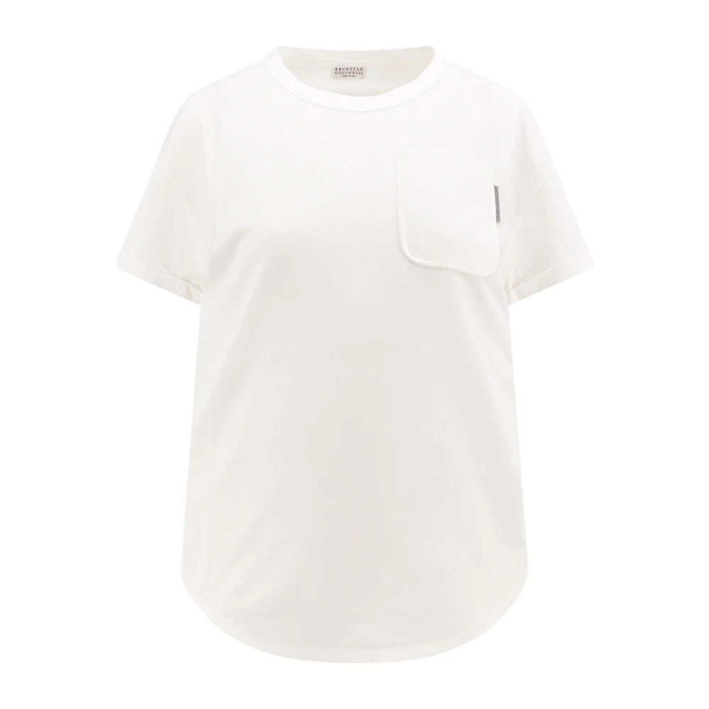 BRUNELLO CUCINELLI Iconisch Juweel Katoenen T-Shirt White Dames