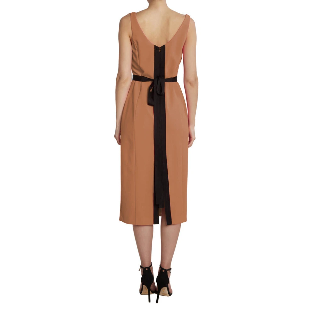 pinko Mouwloze Lange Jurk met Rits Brown Dames