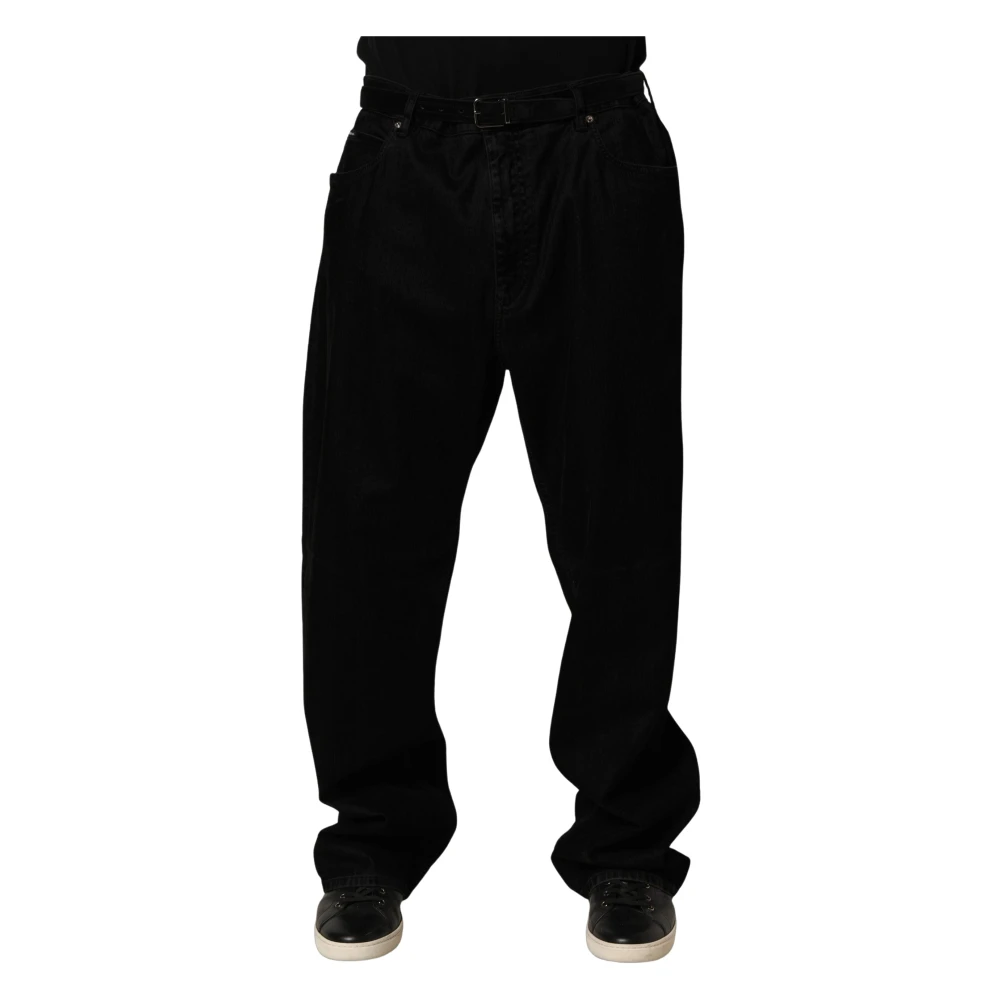 Dolce & Gabbana Black Cotton Relaxed Wide Leg Men Denim Jeans - IT52 | XL - Image 2