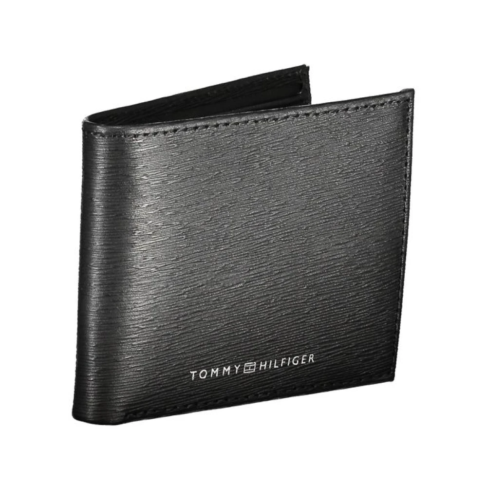 Tommy Hilfiger Zwarte Leren Portemonnee met Kaartsleuven Black Heren