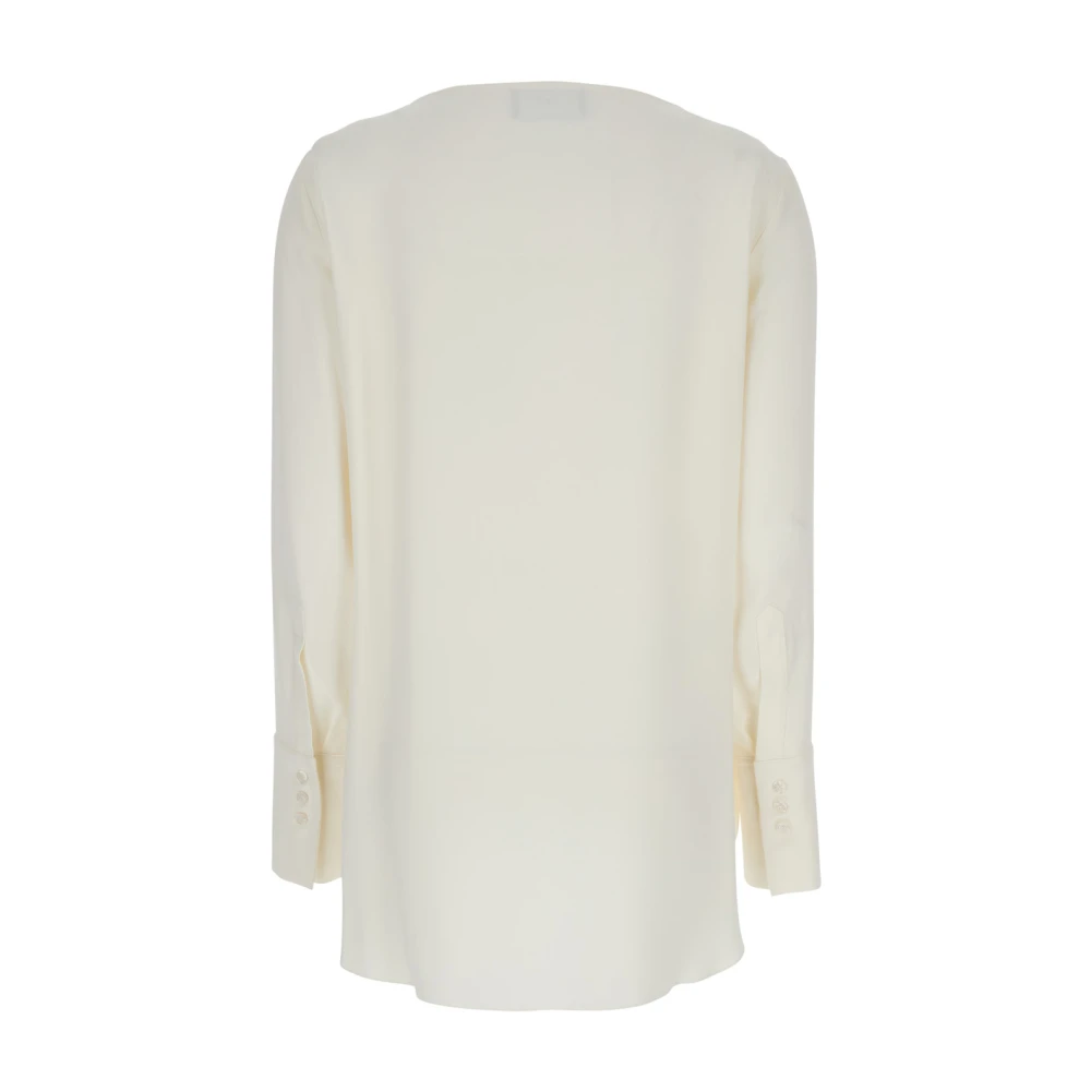 Seafarer Witte Crewneck Shirt met Afgeronde Zoom White Dames