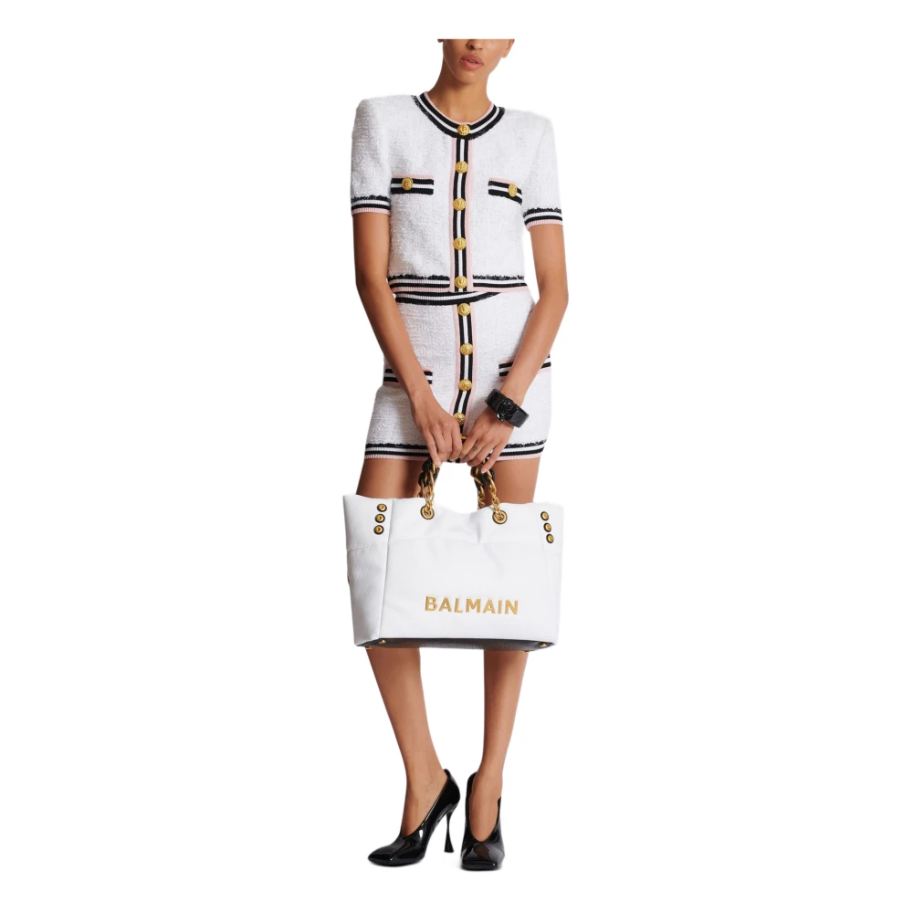 Balmain Monogram gebreide vest White Dames