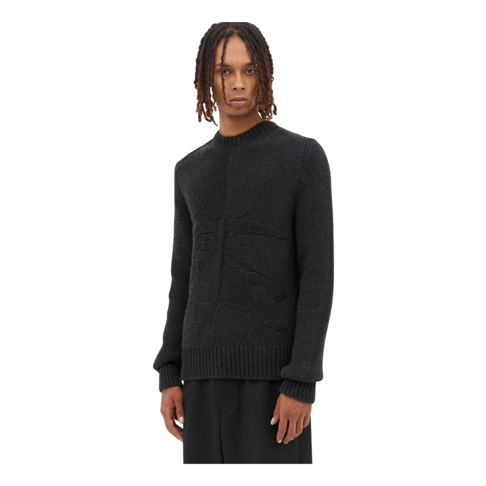 Burberry Equestrian Knight Jacquard Grijze Sweater Gray Heren