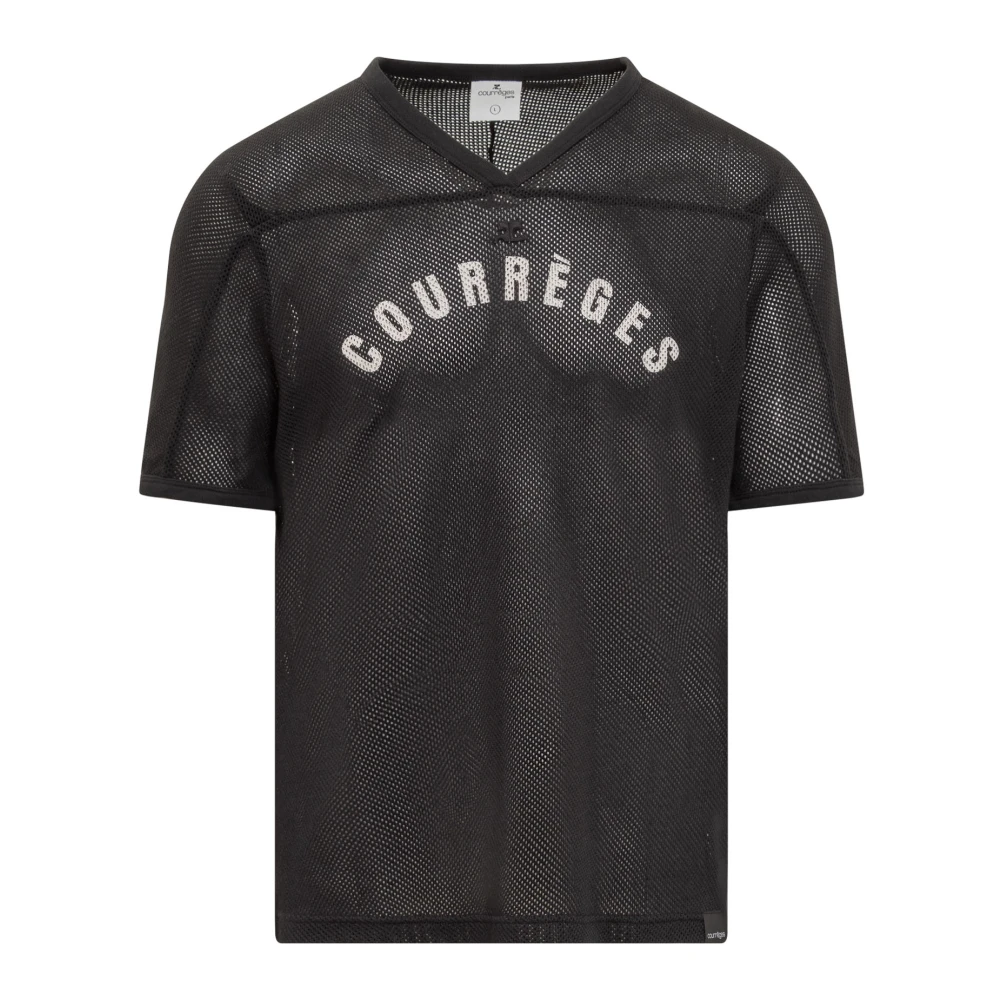 Courrèges Baseball Mesh T-Shirt Black Heren