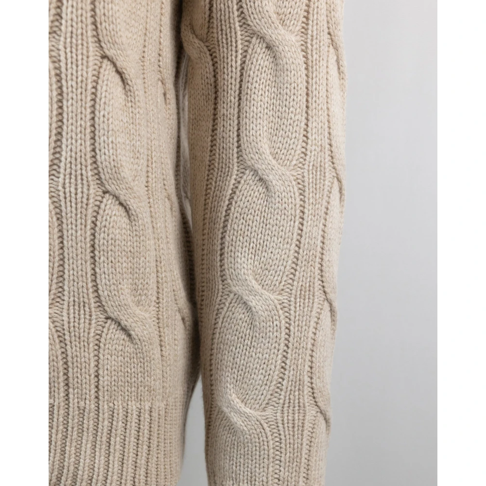 MC2 Saint Barth Ronde hals Gebreide Trui Geribbelde Zoom Beige Heren