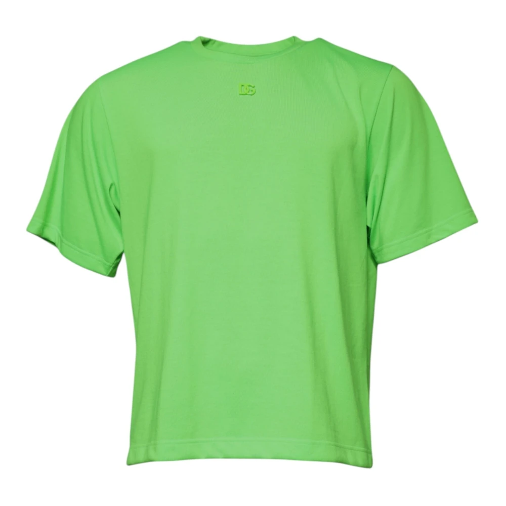 Dolce & Gabbana Grön Kortärmad T-Shirt Med Rund Hals