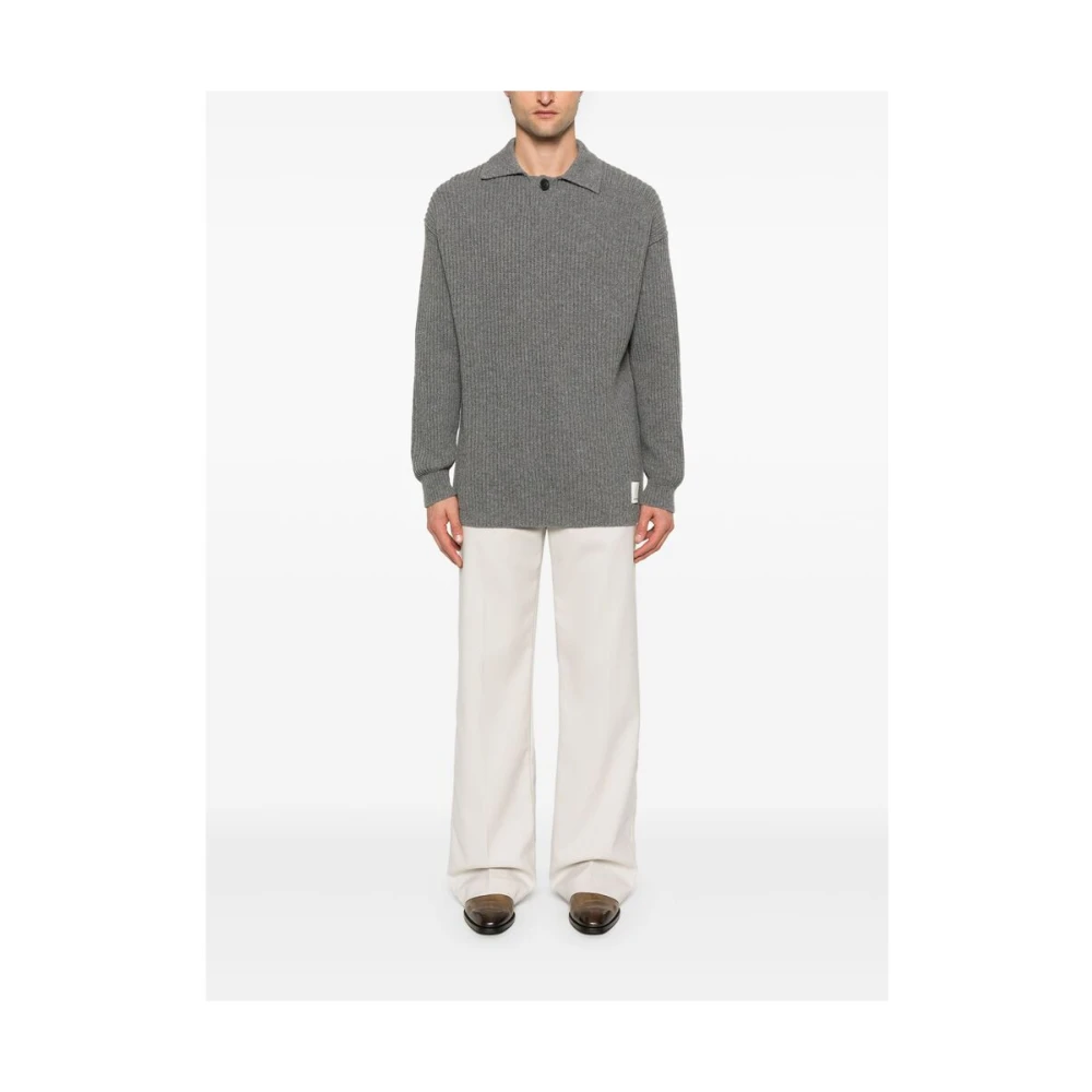 Emporio Armani Gebreide Polo Trui Gray Heren