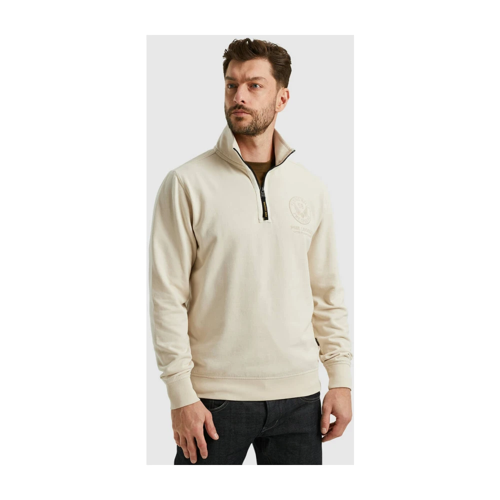 PME Legend Geborsteld Terry Half Zip Pullover Beige Heren
