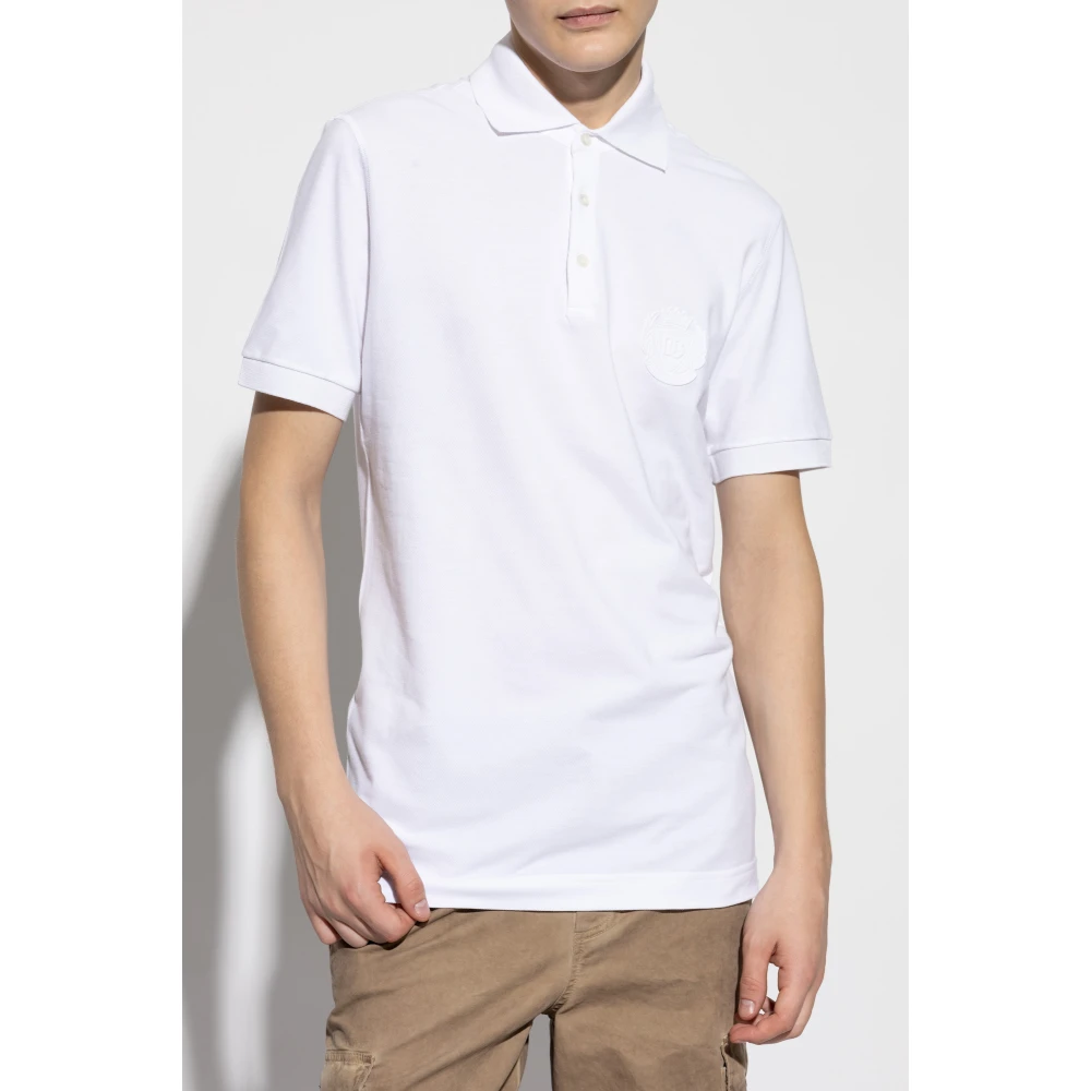 Dolce & Gabbana Katoenen polo met logo White Heren