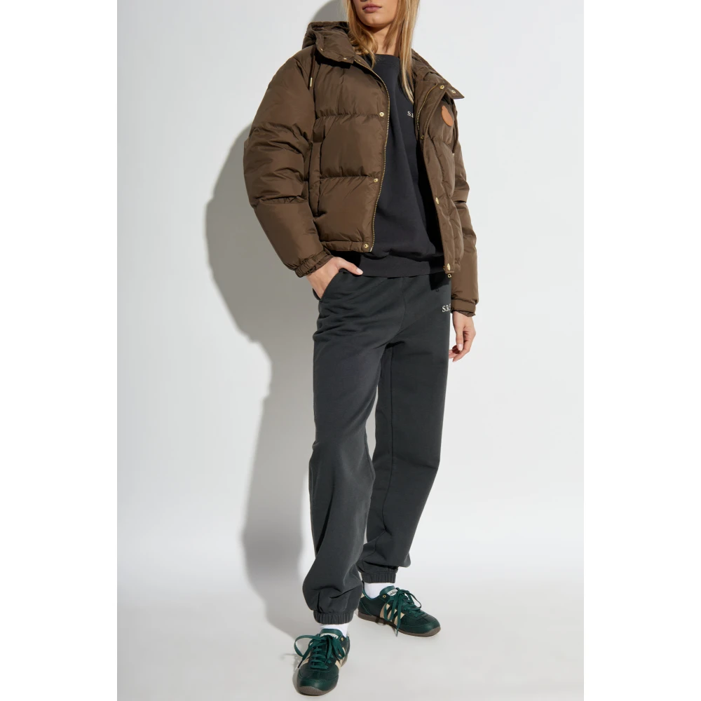 Sporty & Rich Gewatteerde jas met capuchon Brown Dames