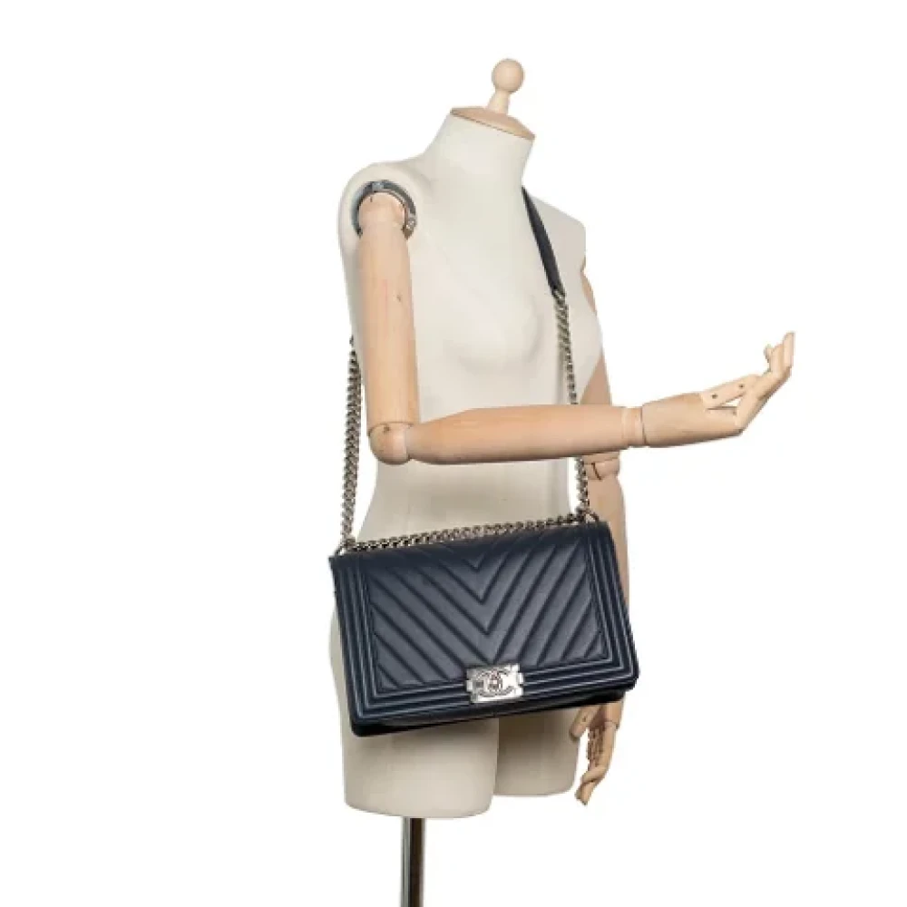 Chanel Vintage Pre-owned Leather chanel-bags Blue Dames