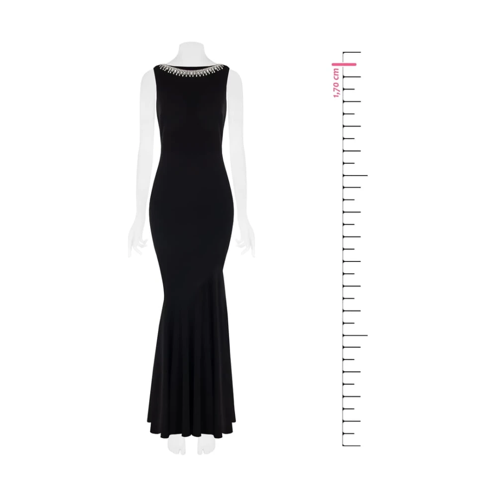 RINASCIMENTO Zeemeermin Lange Jurk met Afneembare Steenversiering Black Dames