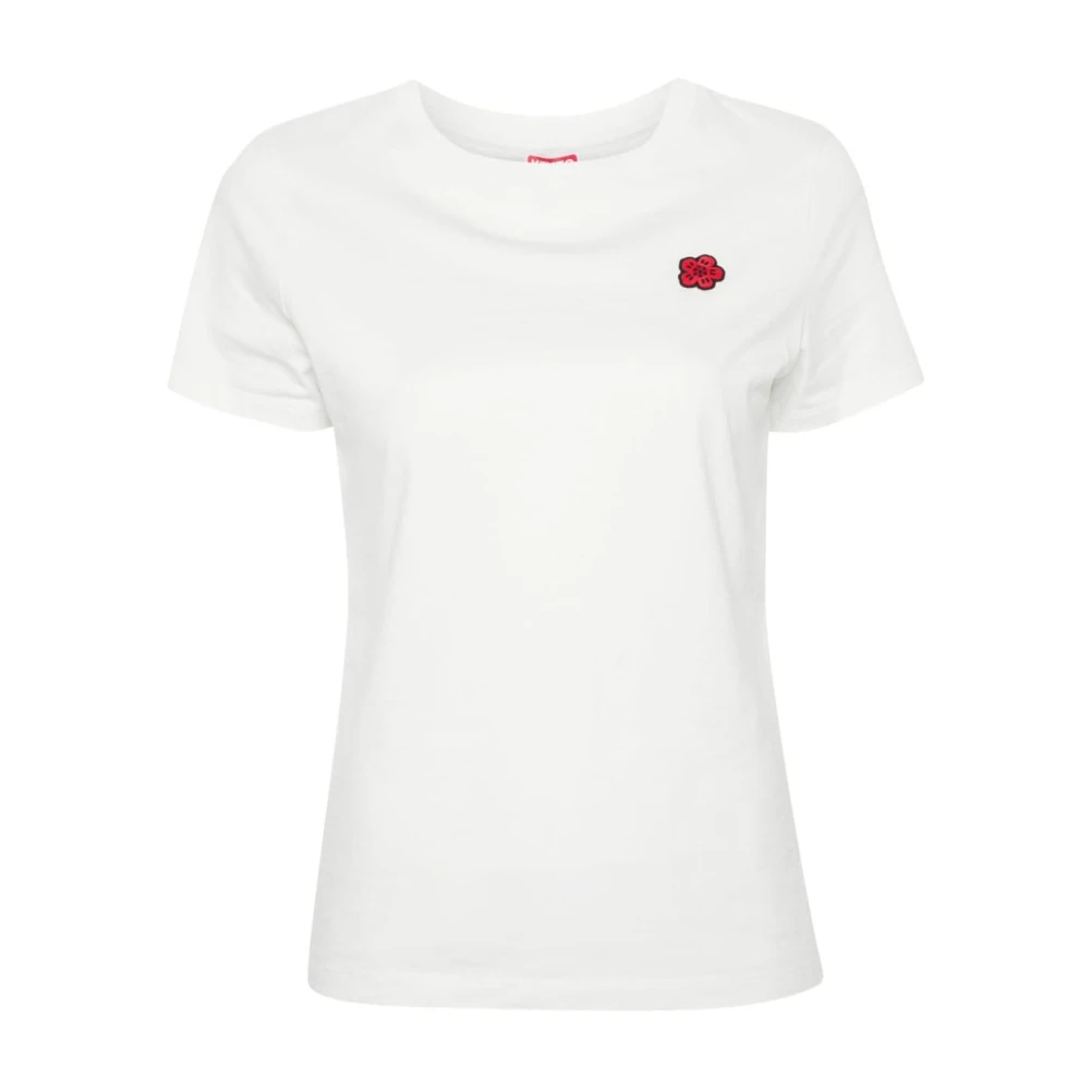 Kenzo Bloem Motief Logo Patch T-shirt White Dames